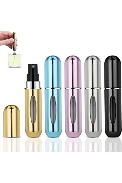 SUKILO زجاجات رذاذ عطر قابلة لإعادة التعبئة سعة 5 مل - مجموعة من 5 بخاخات سفر محمولة مع غطاء مانع للتسرب