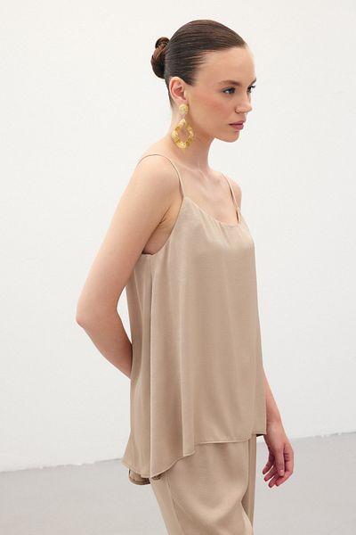 Sateen Σατέν Μπλούζα με λουράκι - Mink