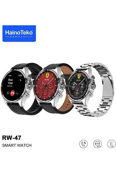 haino teko germany RW47 Smart Watch – Round AMOLED Display | 3 Interchangeable Straps & Wireless C
