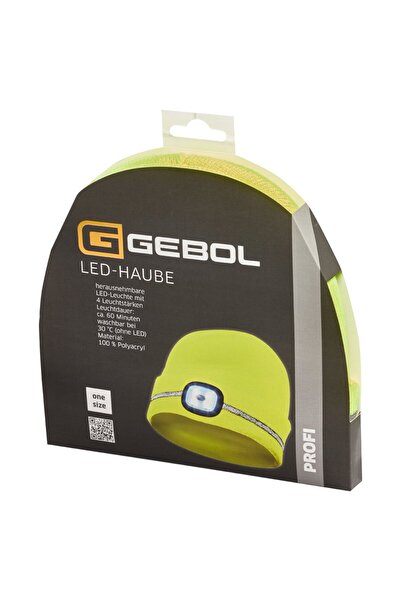 GEBOL 700007, Yellow hat with reflective strip and LED, 4 brightness levels, 60 d