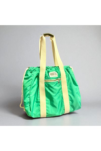 nuggita handmade crafts Nuggita Large Size Drawstring Shoulder Bag Green