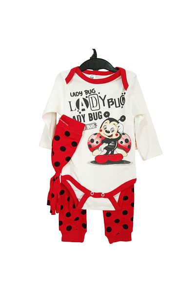 ramrashop 100% Cotton Unisex Baby Bee Yellow Ladybug Red Badger Set 6 Months - 68cm