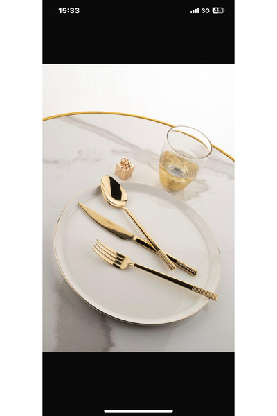 camart Gold Titanium 36 Piece 6 People Fork Spoon Knife Set