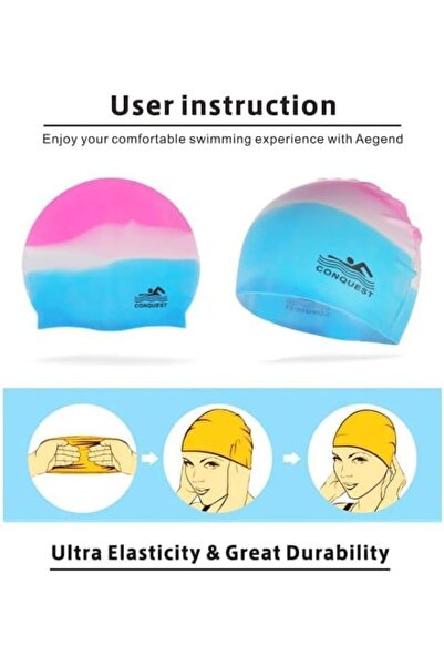 SUKILO Silicone Swim Cap Unisex Waterproof Swimming Hat – Comfortable Elastomeric Design for Long