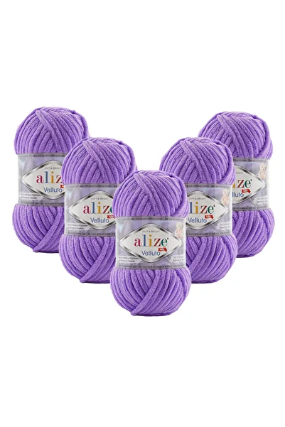 Alize 5 Pieces Velluto Velvet Hand Knitting Yarn 43 Lavender