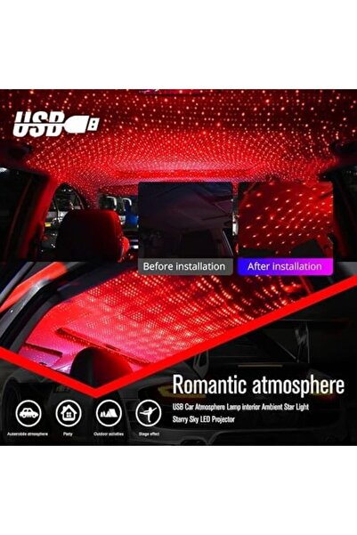 SUKILO USB Car Star Light Projector, Interior Ambient Night Light, Decorative Roof LED Galaxy Lamp f