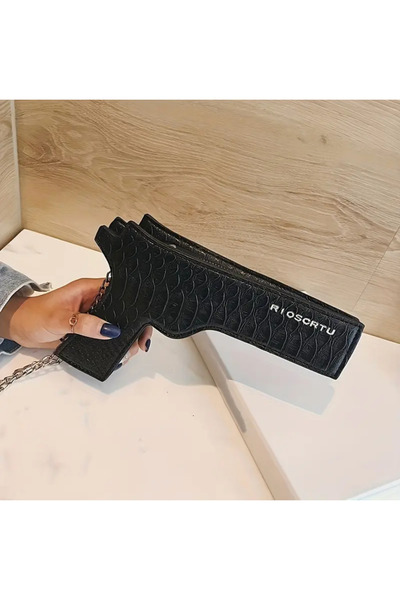 Innovate Store Geantă neagră pentru femei, în formă de pistol, unică și elegantă