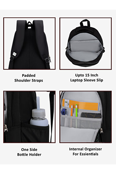 Lavie Sport 36L Play Backpack | 19 inches | Laptop Compatiable | Pencil Pouch |(Black)