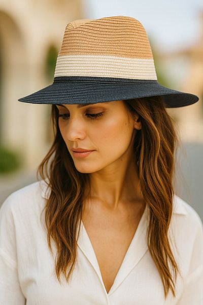 LAGRANZE Trend Knitted Textured Straw Summer Hat