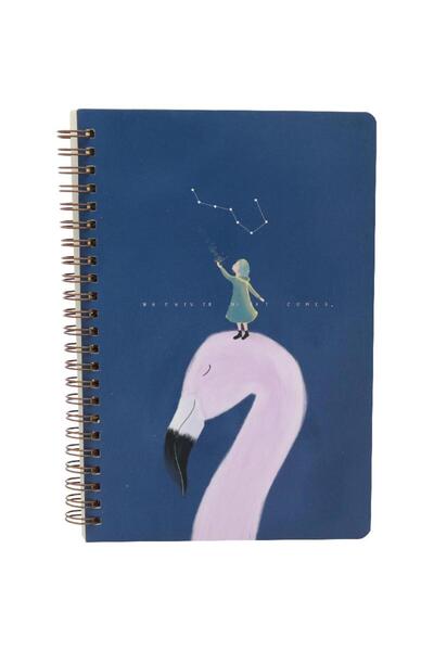 Roco دفتر ملاحظات فلامنجو A5 مُسطّر، يحتوي على 160 صفحة (80 ورقة) - غلاف أزرق
