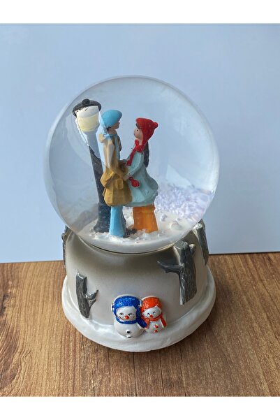 kurukafagift Kar Küresi Hediyelik Müzikli Işıklı Kadın Erkek Biblo (Pil Hediy...
