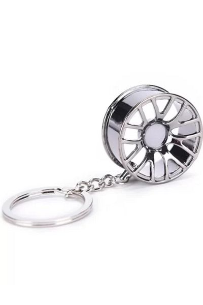 OEM Keychain from zinc alloy, car wheel model, Silver