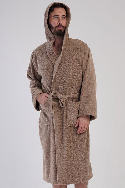 VİENETTA Men's Curly Hooded Long Bathrobe, 161750
