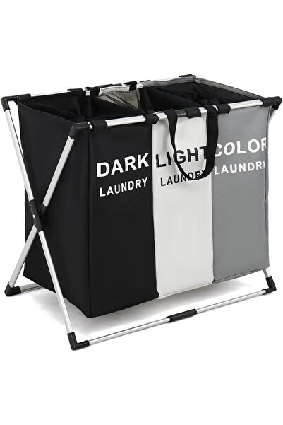 Generic SKY-TOUCH 135L 3-Section Foldable Laundry Basket Hamper (1 pcs)