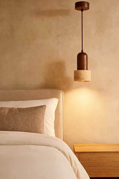 Baz Aydınlatma Traverten Mermer Sarkıt Lamba E-27 Duylu