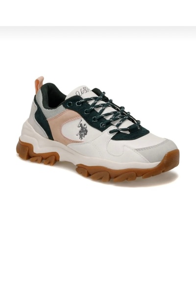 U.S. Polo Assn. U.S. Polo Assn. Women's White-Green Tracky Casual Style Sneaker Sports Shoes