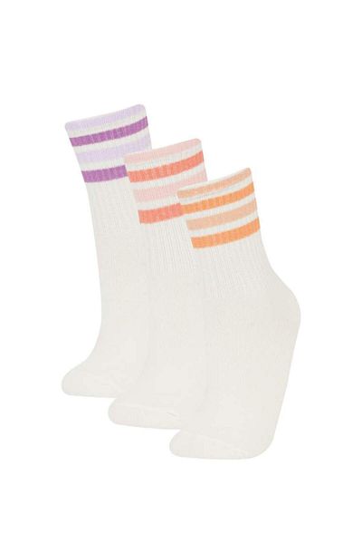 DeFacto Girl's 3-Piece Cotton Long Socks