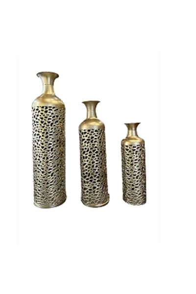 rexa Set of 3 Metal Decorative Vases – Abstract Open Frame Centerpieces for Modern Interiors