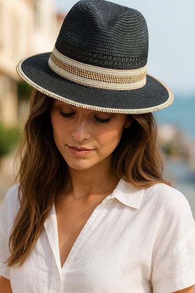 LAGRANZE Trend Knitted Textured Straw Summer Hat