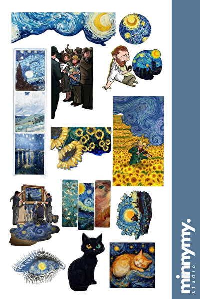 Minnymy Van Gogh Collection Sticker, Çıkartma, Ajanda, Günlük, Planlayıcı, Bu...