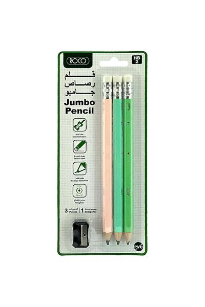 Roco أقلام رصاص سداسية الشكل باستيلية مع ممحاة - 2HB قياسي، مجموعة من 4 قطع