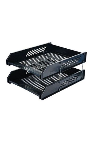 LEENO Luxury 2-Tier Document Organizer - Elegant Black Design for Office and Home