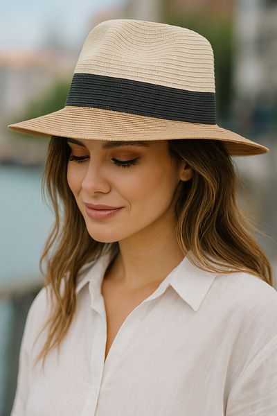 LAGRANZE Trend Knitted Textured Straw Summer Hat