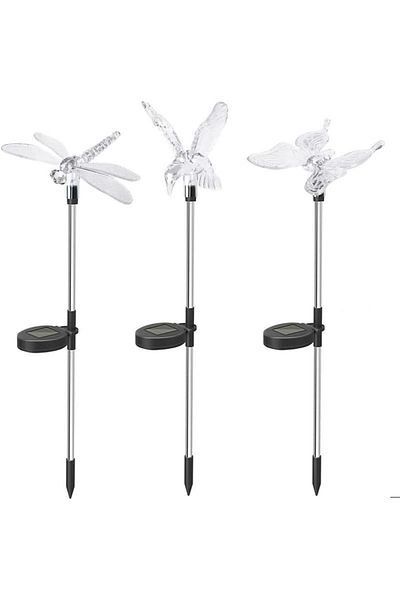 OEM Set 3 Lampi Solare LED tip pasare-fluture-libelula, Inaltime 43 cm, Multicolor