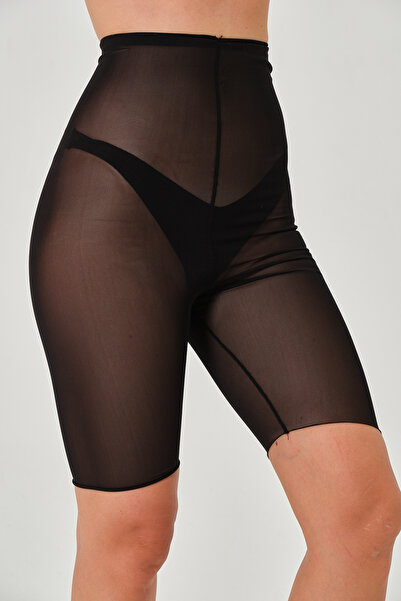 MİSTİRİK Fenile Model Toparlayan Esnek Outdoor Spor Şort Korse Siyah renk 021