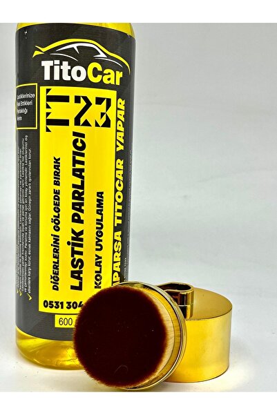 titocar VİP TT23 Lastik Spreyi 600 ml + Hazneli Lastik Parlatma Fırçası Gold