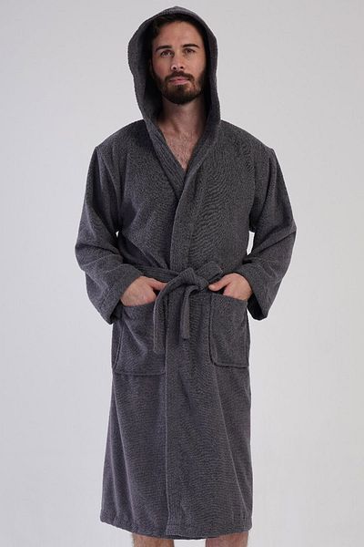 VİENETTA Men's Trıga Long Bathrobe with Capson, 161764
