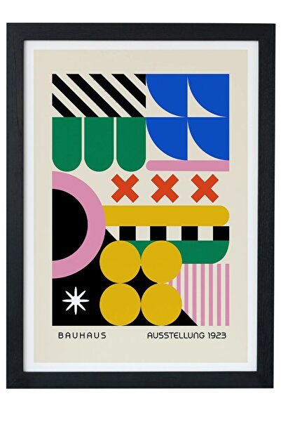 gxe.art Poster de pictură cu cadru negru de la expoziția Bauhaus din 1923