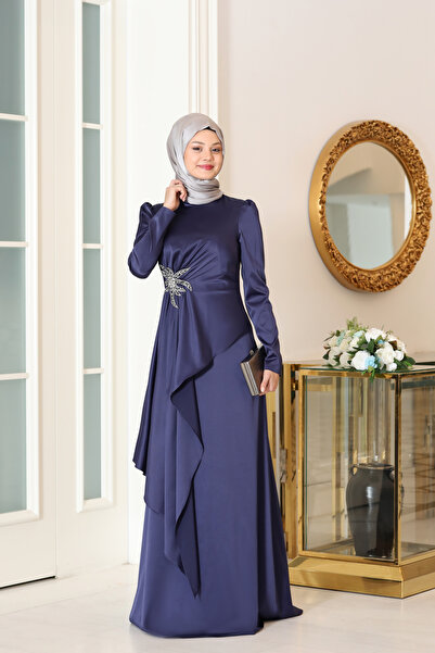 miss newal Rosa Tesettür Abiye Lacivert