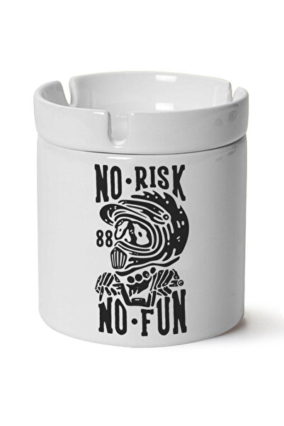 BİBANAPROMOSYON Fără risc, fără distracție cu imprimeu Scrumieră din porțelan...