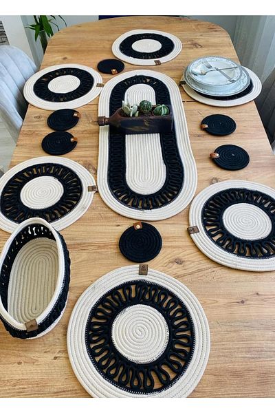sfb 14 Piece Jute Serving Set Supla Coaster Bread Basket Handmade Natural Table Decor Set