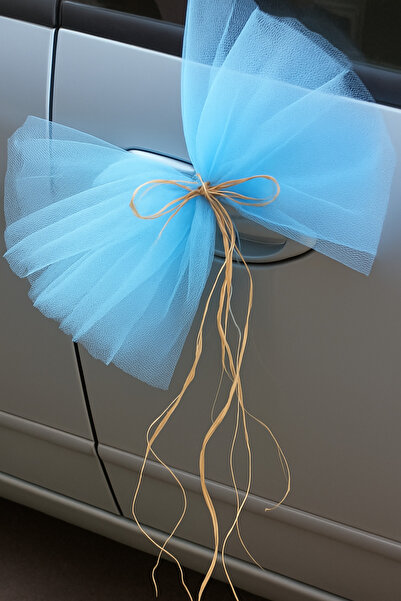 serap çiçekçilik Açık Mavi Araba Süsleme Tülü 6 Adet