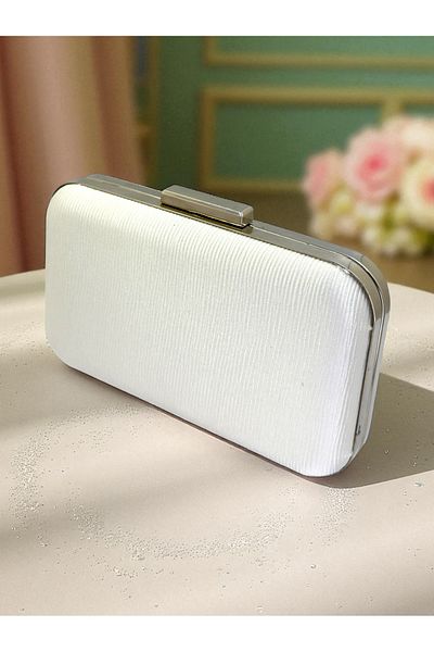 Wedding Fashion Ecru Color Waterway Patterned Satin Women's Evening Dress Bag Wedding Engagement Graduation