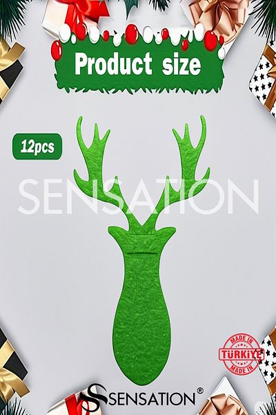 Sensation Deer Theme Christmas Tree Felt 12 Piece Knife Fork Set Christmas & Design & Party Decor
