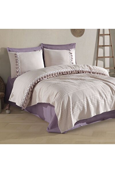 ŞENER HOME Clasy Double Jacquard Pique Set Bohemline V8 Stone Color