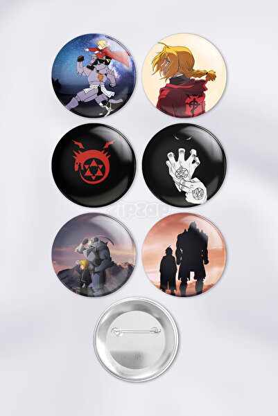 ZipZap Fullmetal Alchemist Brotherhood Çanta Süsü Rozet İğneli Buton Rozet Se...