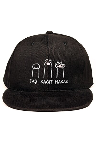 T-FUNNY Kedi Temalı Taş Kağıt Makas İşlemeli Hip Hop Şapka