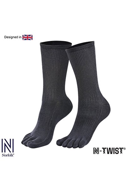 NORFOLK BRIGHTON N-Twist Teknolojili Bambu-Pamuk Bükümlü Parmaklı Çorap 1 Çift - Gri