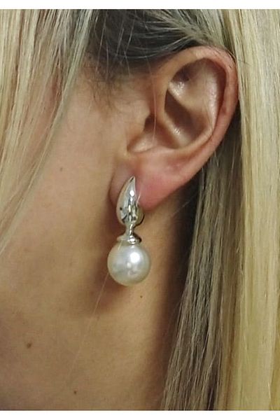 mos&more Silver Pearl Lightweight Stylish Women's Earrings