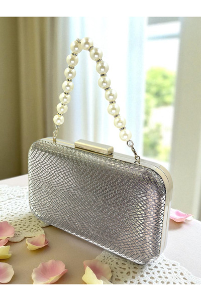 Wedding Fashion Anthracite Gray Platinum Color Laser Snake Pattern Evening Dress Bag Night Wedding Wedding Engagement Graduation Portfolio
