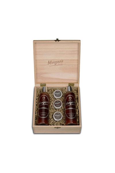 Morgan's Pomade Set de îngrijire a părului Morgan's Wooden Shampoo and Styling Box