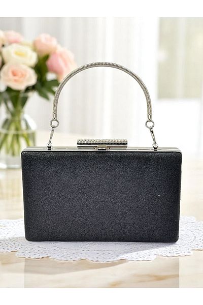 Wedding Fashion Negru argintiu detaliat sclipici care nu se scurge importat nisip auriu mâner metalic geantă de seară pentru femei logodnă de nuntă