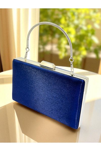 Wedding Fashion Navy Blue Color Glitter Satin Women's Evening Dress Bag Wedding Engagement Graduation