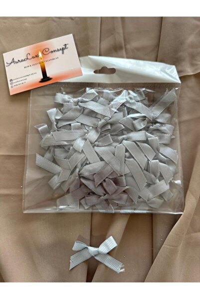 Auralux Consept Gri Saten İnce Fiyonk Kurdele 25 li