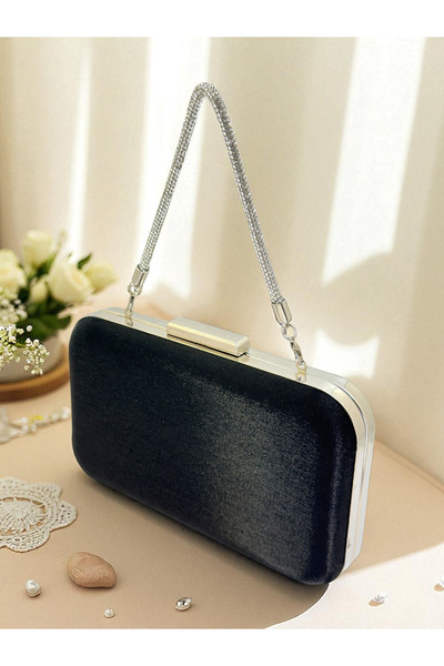 Wedding Fashion Culoare Neagră Satin Satin Femei Rochie Seara Geanta Nunta Lo...