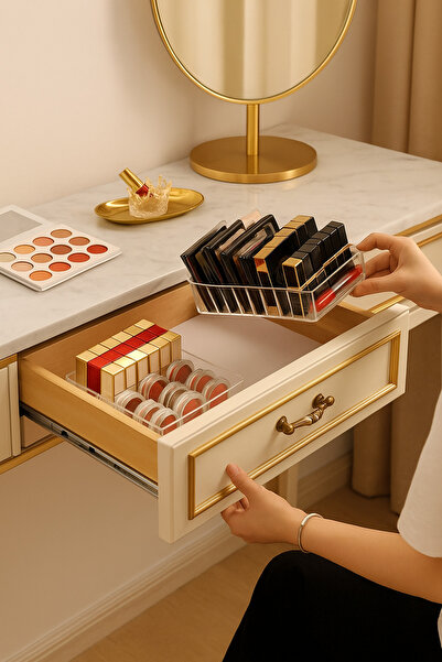 Genel Markalar Çok Renkli Makyaj Organizeri, Göz Farı, Ruj ve Palet Bölmeli D...